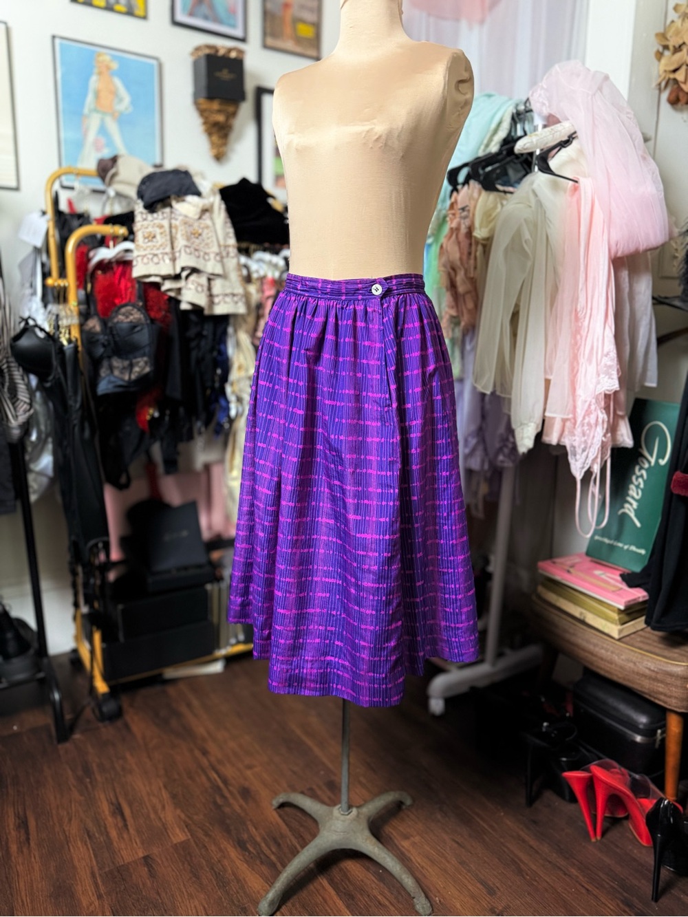 Vintage Unique Union Made 1970’s Midi Skirt Purple Authentic Vintage Fashion